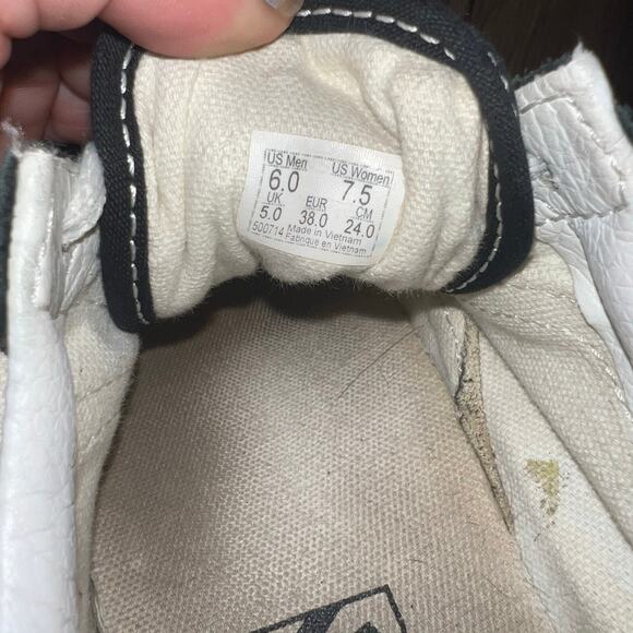 Black White Checkered Low Top Vans Size 6 Men’s Size 7.5 Women - Picture 10 of 11